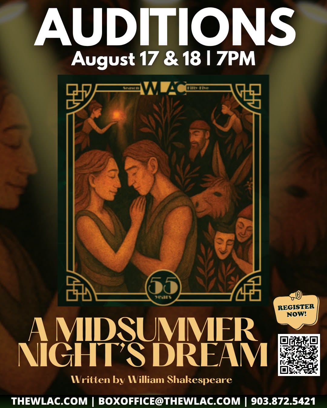 CTX4497. Auditions for A Midsummer Night's Dream, by Warehouse Living Arts Center, Corsicana