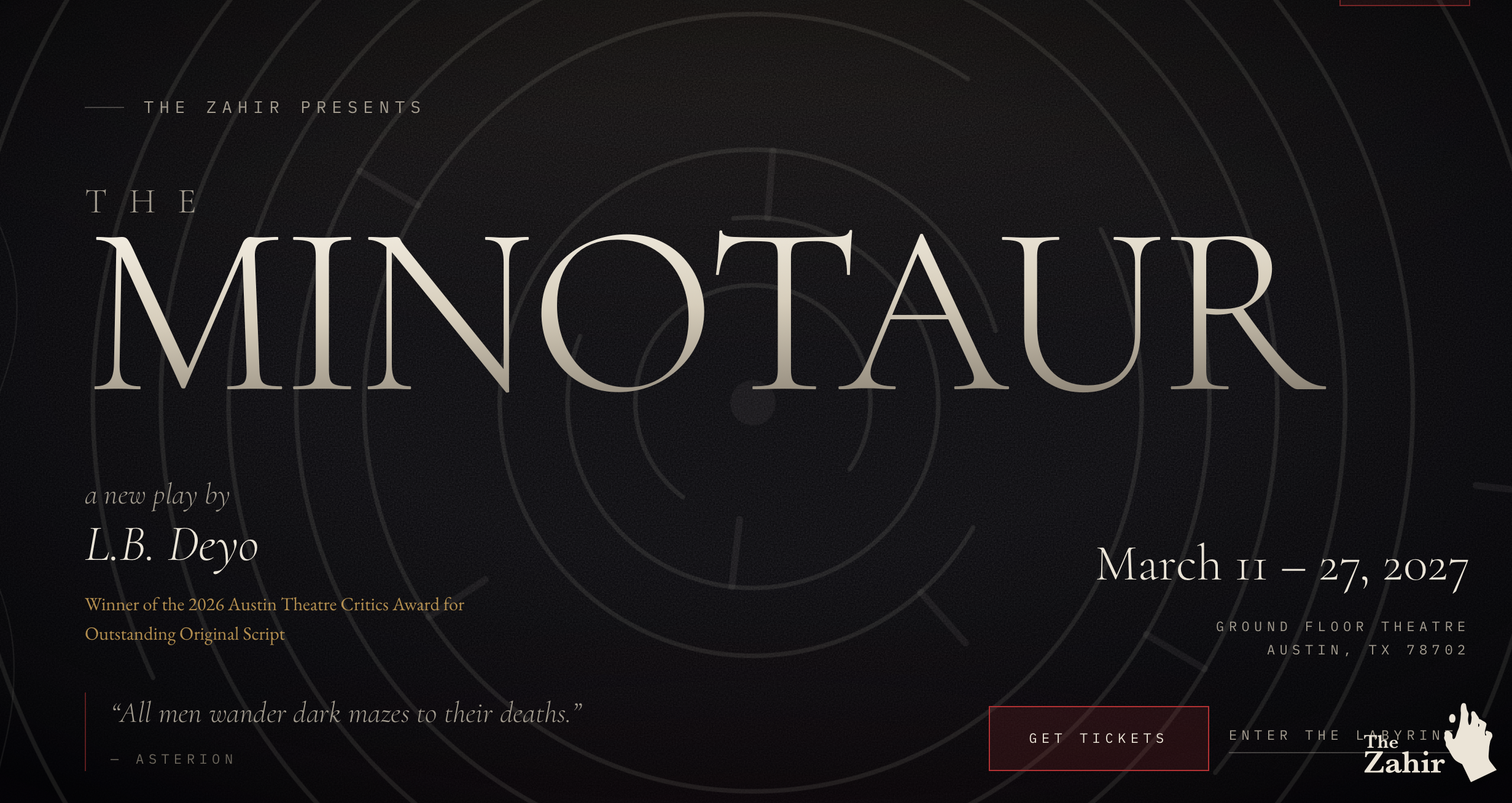 CTX4541. Video Auditions for Youthful Adult for Role of Theseus in the Minotaur, by The Zahir, Austin