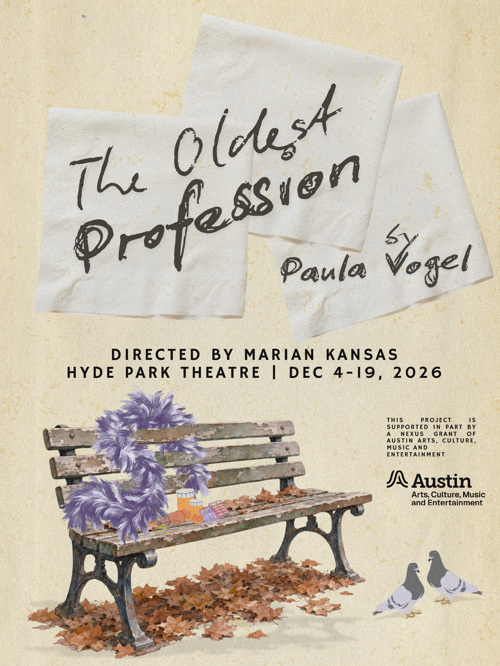 CTX4540. Auditions for  Female Actors (50yrs+) for Paula Vogel's The Oldest Profession, Directed by Marian Kansas, Austin