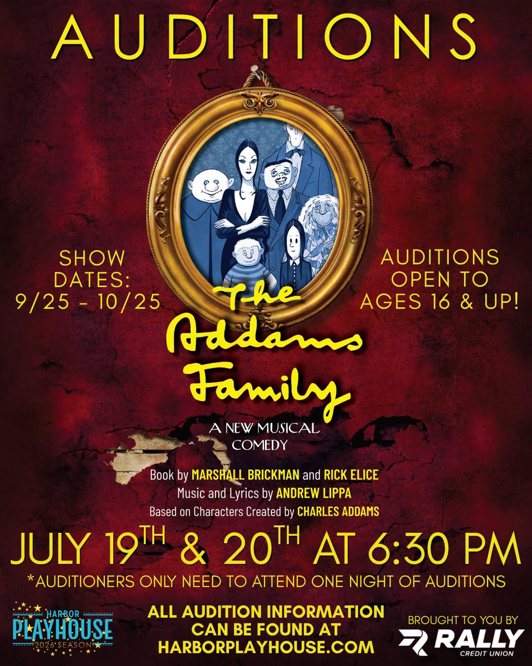 CTX4459. Auditions for The Addams Family, by Harbor Playhouse, Corpus Christi