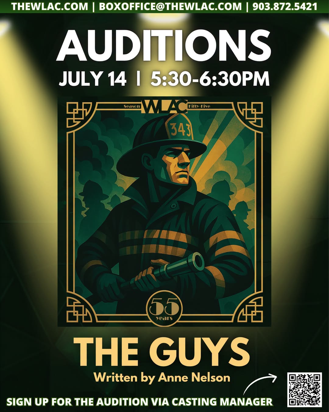 CTX4460. Auditions for THE GUYS, by Warehouse Living Arts Center, Corsicana