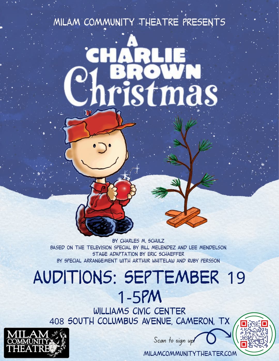 CTX4510. Auditions for A Charlie Brown Christmas, by Milam Community Theater, Cameron