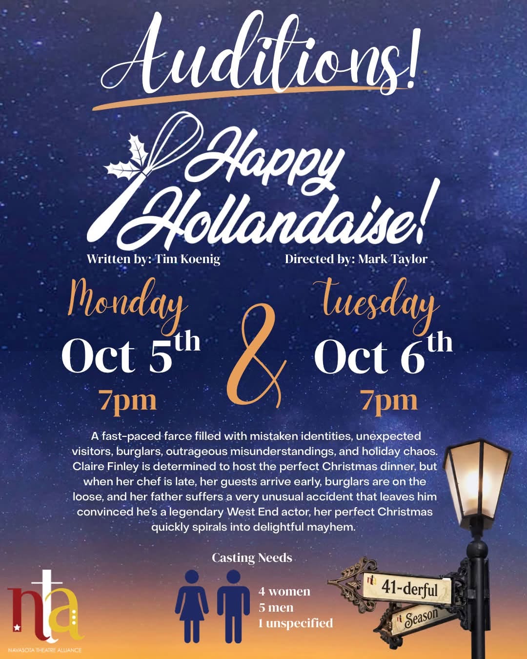 CTX4549. Auditions for Happy Hollandaise! by Navasota Theatre Alliance