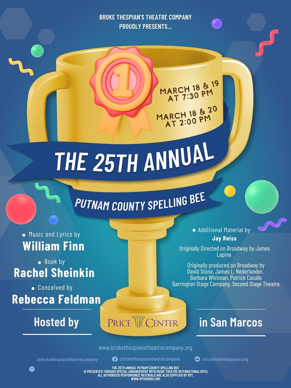 The 25th Annual Putnam County Spelling Bee by Broke Thespians Theatre Company