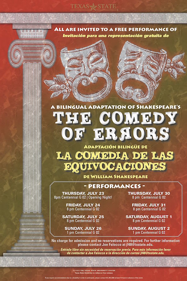 The Comedy of Errors/La Comedia de Equivocaciones by Texas State University Department of Theatre, Dance and Film