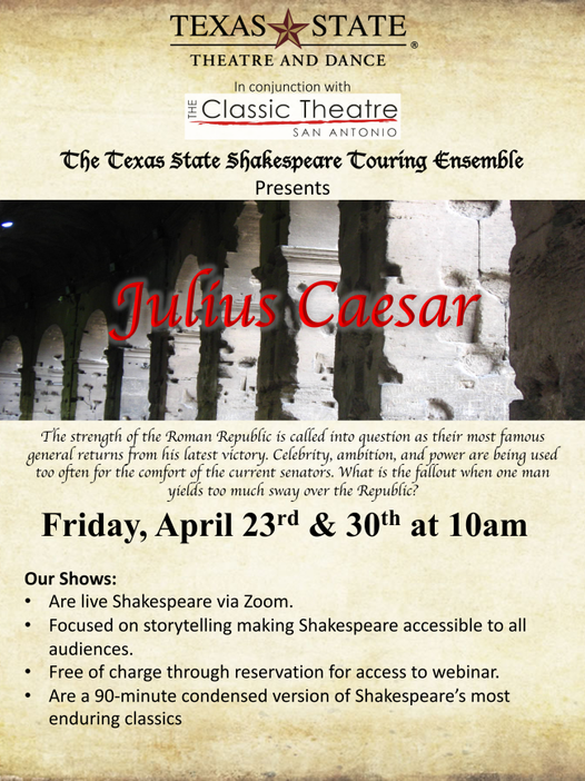 Julius Caesar by Texas State University Department of Theatre, Dance and Film